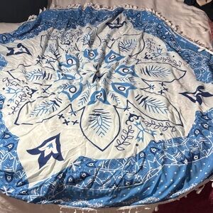 Blue and White Mandala Tapestry